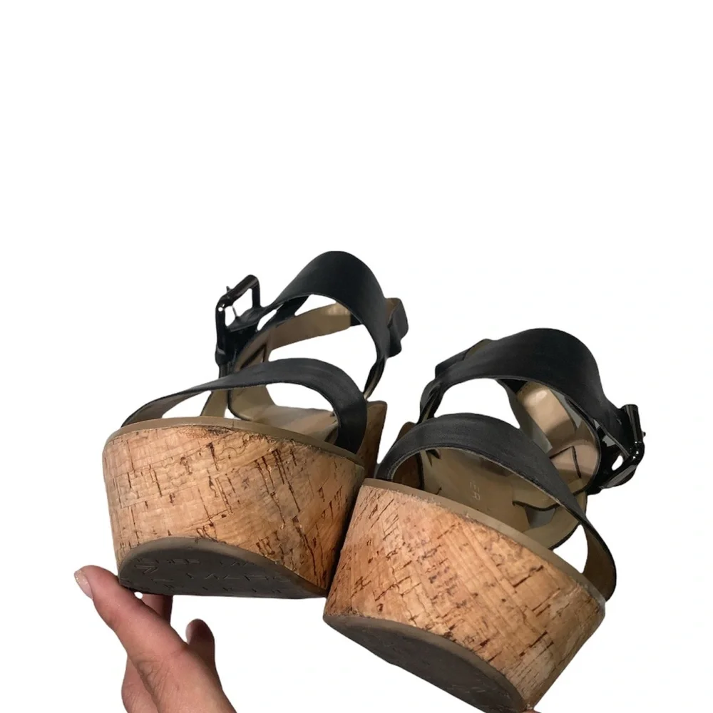 Marc Fisher Foralie Leather Black Wedge Size 9